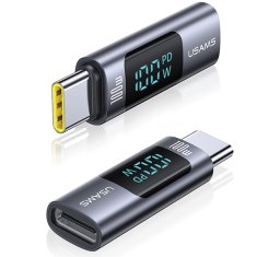 USAMS USAMS ADAPTÉR AU18 USB-C - USB-C DIGITÁLNÍ DISPLEJ 100W OCEL/HLINÍK SJ682TC01 (US-SJ682)