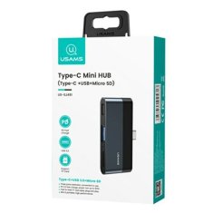 USAMS USAMS ADAPTÉR HUB USB 3.0/USB-C/MICRO SD ŠEDÁ/ŠEDÁ SJ491HUB01 (US-SJ491)