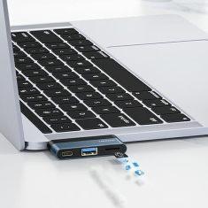 USAMS USAMS ADAPTÉR HUB USB 3.0/USB-C/MICRO SD ŠEDÁ/ŠEDÁ SJ491HUB01 (US-SJ491)