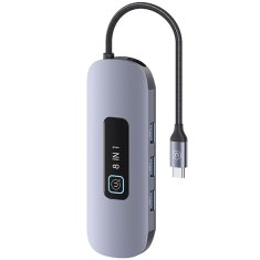 USAMS USAMS ADAPTÉR HUB 8V1 3XUSB 3.0/TF/SD/USB-C/HDMI/RJ45 PD100W ŠEDÝ/ZAKALENÝ SJ643HUB01 (US-SJ643)