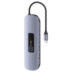 USAMS USAMS ADAPTÉR HUB 10IN1 3XUSB 3.0/TF/SD/USB-C/HDMI/RJ45/VGA PD100W ŠEDÝ/ZAKALENÝ SJ644HUB01 (US-SJ644)