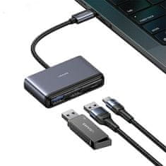 USAMS USAMS ADAPTÉR HUB 5V1 USB 2.0/USB 3.0/USB-C/TF/SD ŠEDÁ/TMAVĚ ŠEDÁ SJ628HUB01 (US-SJ628)