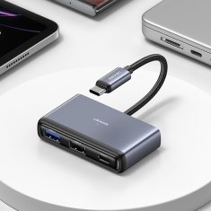 USAMS USAMS ADAPTÉR HUB 5V1 USB 2.0/USB 3.0/USB-C/TF/SD ŠEDÁ/TMAVĚ ŠEDÁ SJ628HUB01 (US-SJ628)