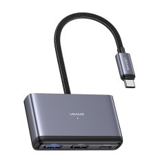 USAMS USAMS ADAPTÉR HUB 5V1 USB 2.0/USB 3.0/USB-C/TF/SD ŠEDÁ/TMAVĚ ŠEDÁ SJ628HUB01 (US-SJ628)