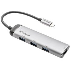 Verbatim ADAPTÉROVÝ ROZBOČOVAČ VERBATIM USB-C - 4XUSB-A 3.2 HLINÍK/HLINÍK 49147