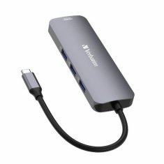 Verbatim ADAPTÉROVÝ ROZBOČOVAČ VERBATIM USB-C - 2XHDMI/ 3XUSB-A/SD/MICROSD/USB-C HLINÍK/HLINÍK 32151