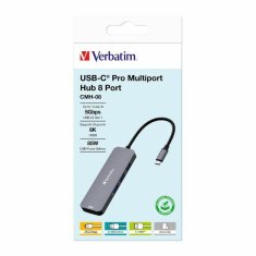 Verbatim ADAPTÉROVÝ ROZBOČOVAČ VERBATIM USB-C - 2XHDMI/ 3XUSB-A/SD/MICROSD/USB-C HLINÍK/HLINÍK 32151