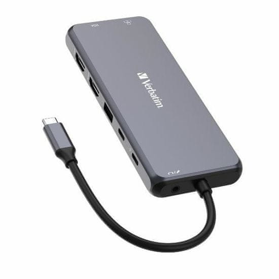 Verbatim ADAPTÉROVÝ ROZBOČOVAČ VERBATIM USB-C - 2XHDMI/VGA/ETERNET/5XUSB-A/JACK 3,5MM/2XUSB-C/SD/MICROSD HLINÍK/HLINÍK 32154