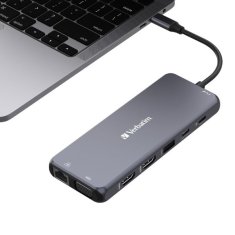 Verbatim ADAPTÉROVÝ ROZBOČOVAČ VERBATIM USB-C - 2XHDMI/VGA/ETERNET/5XUSB-A/JACK 3,5MM/2XUSB-C/SD/MICROSD HLINÍK/HLINÍK 32154