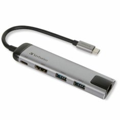 Verbatim ADAPTÉROVÝ ROZBOČOVAČ VERBATIM USB-C - USB-C/2XUSB-A 3.0/HDMI/ETERNET HLINÍK/HLINÍK 49141