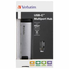 Verbatim ADAPTÉROVÝ ROZBOČOVAČ VERBATIM USB-C - USB-C/2XUSB-A 3.0/HDMI/ETERNET HLINÍK/HLINÍK 49141