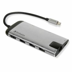 Verbatim ADAPTÉROVÝ ROZBOČOVAČ VERBATIM USB-C - USB-C/3XUSB-A 3.0/HDMI/ETERNET/SD/MICROSD HLINÍK/HLINÍK 49142