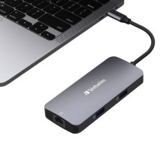 Verbatim ADAPTÉROVÝ ROZBOČOVAČ VERBATIM USB-C - HDMI/USB-C/ETERNET/2XUSB-A 3.0 HLINÍK/HLINÍK 32150