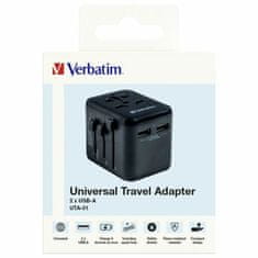 Verbatim VERBATIM CESTOVNÍ ADAPTÉR EU/UK/US 2XUSB-A UTA-01 ČERNÁ/ČERNÁ 49543