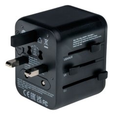 Verbatim VERBATIM CESTOVNÍ ADAPTÉR EU/UK/US 2XUSB-A/USB-C PD 20W UTA-02 ČERNÁ/ČERNÁ 49544