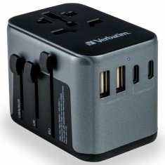 Verbatim VERBATIM CESTOVNÍ ADAPTÉR EU/UK/US 2XUSB-A/2XUSB-C PD 30W UTA-03 ČERNÁ/ČERNÁ 49545