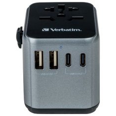 Verbatim VERBATIM CESTOVNÍ ADAPTÉR EU/UK/US 2XUSB-A/2XUSB-C PD 30W UTA-03 ČERNÁ/ČERNÁ 49545