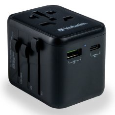 Verbatim VERBATIM CESTOVNÍ ADAPTÉR EU/UK/US 2XUSB-A/USB-C PD 20W UTA-02 ČERNÁ/ČERNÁ 49544