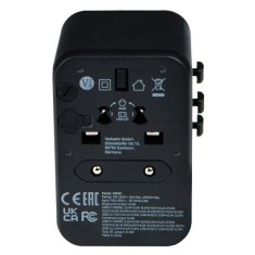 Verbatim VERBATIM CESTOVNÍ ADAPTÉR EU/UK/US 3XUSB-A/2XUSB-C PD 61W UTA-04 ČERNÁ/ČERNÁ 49546