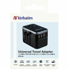 Verbatim VERBATIM CESTOVNÍ ADAPTÉR EU/UK/US 3XUSB-A/2XUSB-C PD 61W UTA-04 ČERNÁ/ČERNÁ 49546