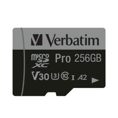 Verbatim VERBATIM 256GB MICROSD KARTA + ADAPTÉR PRO U3 ČERNÁ/ČERNÁ 47045