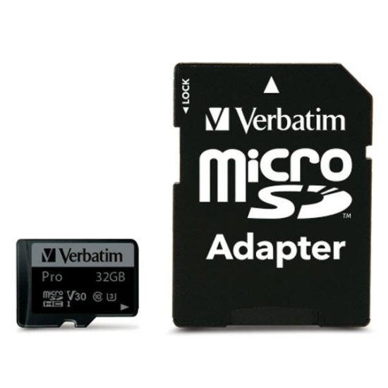 Verbatim VERBATIM 32GB MICROSD KARTA + ADAPTÉR PRO U3 ČERNÁ/ČERNÁ 47041