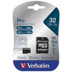 Verbatim VERBATIM 32GB MICROSD KARTA + ADAPTÉR PRO U3 ČERNÁ/ČERNÁ 47041