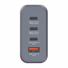 Verbatim VERBATIM GAN 140W SÍŤOVÁ NABÍJEČKA 3XUSB-C/USB-A + EU/UK/US GNC-140 ADAPTÉR 32203