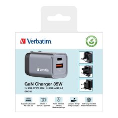 Verbatim VERBATIM 35W NABÍJEČKA GAN USB-C/USB-A + EU/UK/US GNC-35 ADAPTÉR 32200