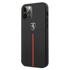 Ferrari FERRARI FEOMSHCP12LBK IPHONE 12 PRO MAX ČERNO/ČERNÉ PEVNÉ POUZDRO OFF TRACK LEATHER NYLON STRIPE