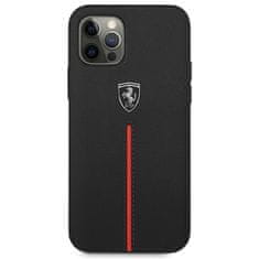 Ferrari FERRARI FEOMSHCP12LBK IPHONE 12 PRO MAX ČERNO/ČERNÉ PEVNÉ POUZDRO OFF TRACK LEATHER NYLON STRIPE