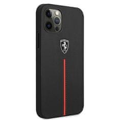 Ferrari FERRARI FEOMSHCP12LBK IPHONE 12 PRO MAX ČERNO/ČERNÉ PEVNÉ POUZDRO OFF TRACK LEATHER NYLON STRIPE