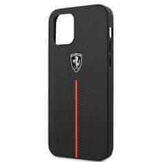 Ferrari FERRARI FEOMSHCP12LBK IPHONE 12 PRO MAX ČERNO/ČERNÉ PEVNÉ POUZDRO OFF TRACK LEATHER NYLON STRIPE