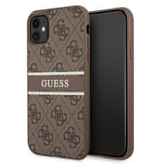 Guess GUESS GUHCN614GDBR IPHONE 11 / XR 6,1" HNĚDÝ/HNĚDÝ PEVNÝ OBAL 4G STRIPE