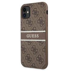 Guess GUESS GUHCN614GDBR IPHONE 11 / XR 6,1" HNĚDÝ/HNĚDÝ PEVNÝ OBAL 4G STRIPE