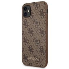 Guess GUESS GUHCN61G4GFBR IPHONE 11 / XR 6,1" HNĚDÉ/HNĚDÉ PEVNÉ POUZDRO 4G KOVOVÉ ZLATÉ LOGO