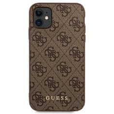 Guess GUESS GUHCN61G4GFBR IPHONE 11 / XR 6,1" HNĚDÉ/HNĚDÉ PEVNÉ POUZDRO 4G KOVOVÉ ZLATÉ LOGO