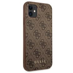 Guess GUESS GUHCN61G4GFBR IPHONE 11 / XR 6,1" HNĚDÉ/HNĚDÉ PEVNÉ POUZDRO 4G KOVOVÉ ZLATÉ LOGO