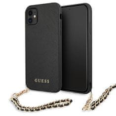 Guess GUESS GUHCN61SASGBK IPHONE 11 6.1" / XR ČERNÁ/ČERNÁ PEVNÁ SKŘÍŇ SAFFIANO CHAIN