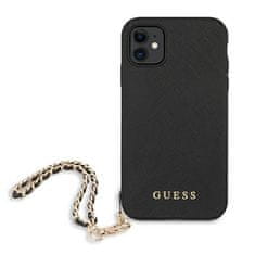 Guess GUESS GUHCN61SASGBK IPHONE 11 6.1" / XR ČERNÁ/ČERNÁ PEVNÁ SKŘÍŇ SAFFIANO CHAIN