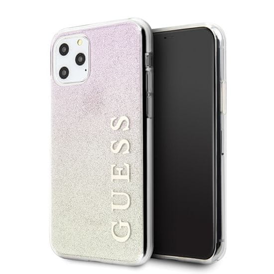 Guess GUESS GUHCN65PCUGLGPI IPHONE 11 PRO MAX RŮŽOVÉ ZLATO/ZLATO RŮŽOVÉ PEVNÉ POUZDRO GRADIENT GLITTER