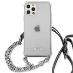 Guess GUESS GUHCP12MKC4GSSI IPHONE 12/12 PRO 6,1" PRŮHLEDNÝ PEVNÝ KRYT 4G STŘÍBRNÝ ŘETÍZEK