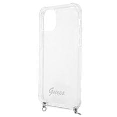 Guess GUESS GUHCP12MKC4GSSI IPHONE 12/12 PRO 6,1" PRŮHLEDNÝ PEVNÝ KRYT 4G STŘÍBRNÝ ŘETÍZEK