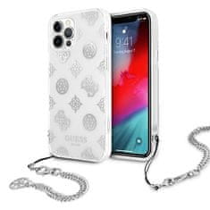 Guess GUESS GUHCP12LKSPESI IPHONE 12 PRO MAX 6,7" STŘÍBRNÝ/STŘÍBRNÝ PEVNÝ OBAL PEONY CHAIN COLLECTION