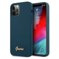 Guess GUESS GUHCP12LLSLMGBL IPHONE 12 PRO MAX 6,7" MODRO/MODRÉ PEVNÉ POUZDRO METAL LOGO SCRIPT