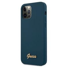 Guess GUESS GUHCP12LLSLMGBL IPHONE 12 PRO MAX 6,7" MODRO/MODRÉ PEVNÉ POUZDRO METAL LOGO SCRIPT