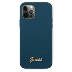 Guess GUESS GUHCP12LLSLMGBL IPHONE 12 PRO MAX 6,7" MODRO/MODRÉ PEVNÉ POUZDRO METAL LOGO SCRIPT