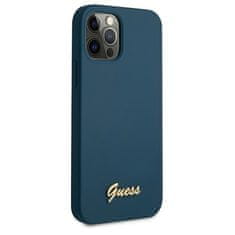 Guess GUESS GUHCP12LLSLMGBL IPHONE 12 PRO MAX 6,7" MODRO/MODRÉ PEVNÉ POUZDRO METAL LOGO SCRIPT