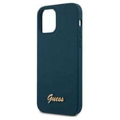 Guess GUESS GUHCP12LLSLMGBL IPHONE 12 PRO MAX 6,7" MODRO/MODRÉ PEVNÉ POUZDRO METAL LOGO SCRIPT