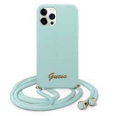 Guess PEVNÉ POUZDRO GUESS GUHCP12LLSCLMMGLB IPHONE 12 PRO MAX 6,7" SVĚTLE MODRÉ/SVĚTLE MODRÉ, KABEL S KOVOVÝM LOGEM